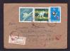#POLCO013 - Poland : Football Sports & Satellite Stamps Used on Registered Cover From Wroclaw 38 to East German (Ddr)   2.49 US$ - Click here to view the large size image.