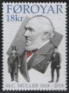 #FRO201801 - Faroe Islands 2018 Stamp 200th Anniversary of the Birth of Hans Christopher Müller 1818-1897 1vmnh   3.20 US$ - Click here to view the large size image.