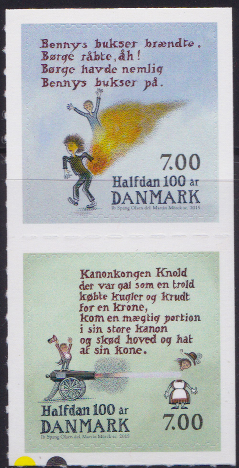 vi En trofast brysomme Denmark 2015 the 100th Anniversary of the Birth of Halfdan Rasmussen  (1915-2002) 2v MNH